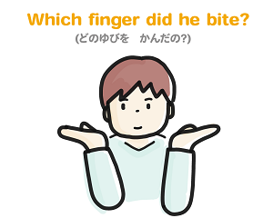 両手を出して「?」のポーズ
