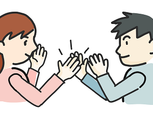 お互いの右手を合わせる