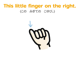 右手の小指をつきたてる