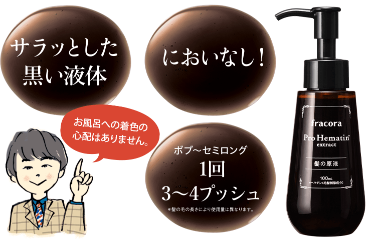 サラッとした黒い液体！においなし！ボブ～セミロング1回3~4プッシュ