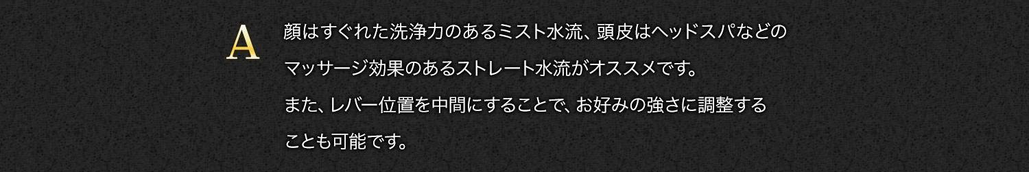 【A】顔はすぐれた洗浄力のあるミスト水流、・・・