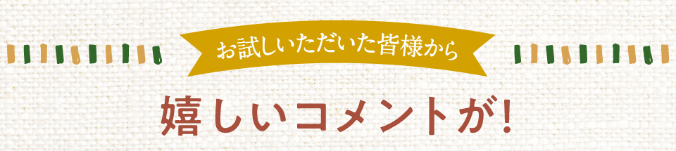 お試しいただいた皆様から嬉しいコメントが！