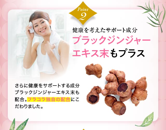 Point2　ホットなダイエットサポート成分、ブラックジンジャーエキス末もプラス