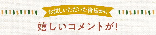 お試しいただいた皆様から嬉しいコメントが！