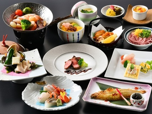 【特選コース】夕雅（ゆうが）会席☆若狭牛ステーキ・鮑・ふぐ・カレイ他