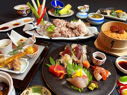 【夏季限定‐基本会席】さっぱり「黒豚冷しゃぶ」にスタミナ満点「鰻ご飯」♪薩摩の味覚をたっぷりと