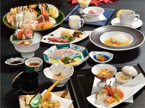 夕食の一例　北海道の海の幸を贅沢に使った和食会席