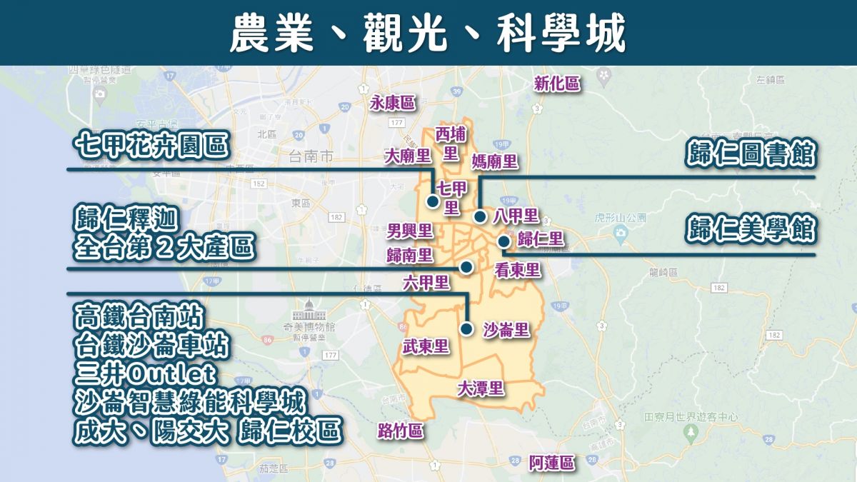 歸仁區產業分布圖