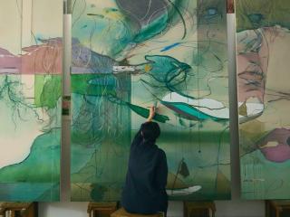 制作に没頭できる個別制作スペース