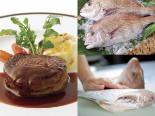 選べるフェア！西洋料理「牛フィレ肉のステーキ」or 日本料理「鯛一尾スペシャル」の画像