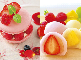 選べるフェア！洋菓子「皿盛りフルーツマカロン（ベリー系）」or 和菓子「フルーツ大福」の画像