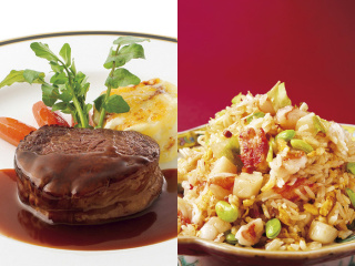 選べるフェア！西洋料理「牛フィレ肉のステーキ」or 中国料理「豪華海鮮チャーハン」の画像