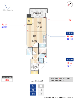 ヴィル・ルーチェ 703 【福岡県薬院駅】 の間取り図