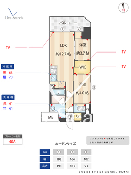 コンフォリア・リヴ博労町一丁目Q 1401 【大阪府堺筋本町】 の間取り図