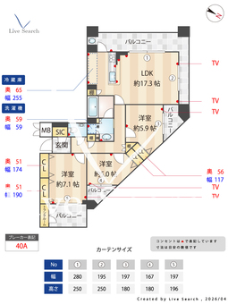 グランド・サンリヤン大濠公園タワー 313 【福岡県大濠公園駅】 の間取り図