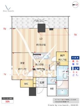 大阪ひびきの街ザ・サンクタスタワー 2505 【大阪府西大橋駅】 の間取り図