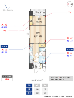 フレンシアノイエ江坂 801 【大阪府江坂駅】 の間取り図