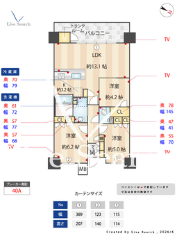 パークホームズ六本松フォレストクロス 802 【福岡県六本松】 の間取り図