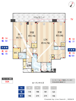 ザ・パークハウス中之島タワー 3605 【大阪府京阪電鉄中之島線「中之島」駅徒歩5分】 の間取り図