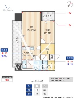 RJRプレシア天神サウス 1014 【福岡県渡辺通駅】 の間取り図