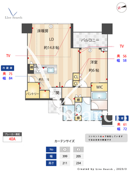 白金　ザ・スカイ 3811 【東京都白金高輪駅】 の間取り図