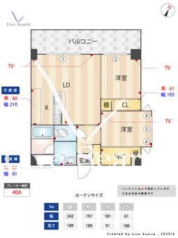 アトリオフラッツ大楠 404 【福岡県高宮駅】 の間取り図