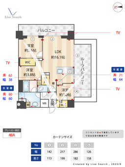 コンフォリア東新宿 1403 【東京都東新宿駅】 の間取り図