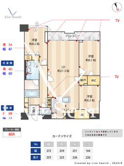 富久クロスコンフォートタワー 4506 【東京都新宿御苑駅】 の間取り図