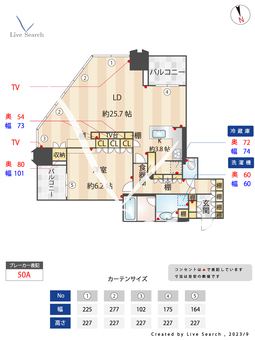 富久クロスコンフォートタワー 3711 【東京都新宿御苑駅】 の間取り図