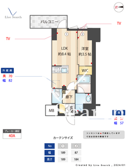 リビオレゾン上野入谷ザ・テラス 1106 【東京都入谷駅】 の間取り図