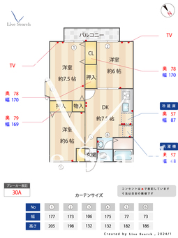 パークサイドハイツ 201 【東京都京王永山駅】 の間取り図