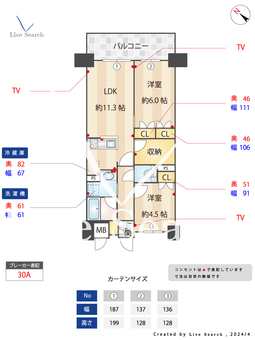 RJRプレシア高砂 1403 【福岡県渡辺通駅】 の間取り図
