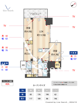 コンフォリア・リヴ板橋 1403 【東京都新板橋駅】 の間取り図