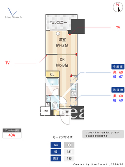 コンフォリア・リヴ板橋 1405 【東京都新板橋駅】 の間取り図