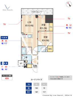 コンフォリア・リヴ板橋 1407 【東京都新板橋駅】 の間取り図
