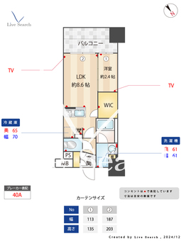 パークリュクス博多駅前 303 【福岡県地下鉄空港線「博多駅」】 の間取り図