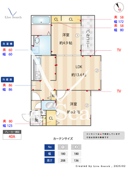 プランドール・セナ 302 【兵庫県山陽電気鉄道本線　西江井ヶ島駅】 の間取り図