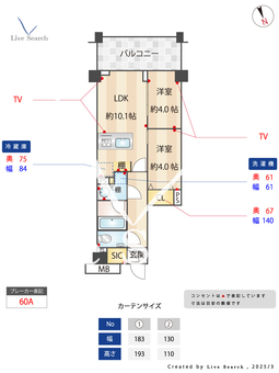 アルソスフォート調布 402 【東京都調布駅】 の間取り図