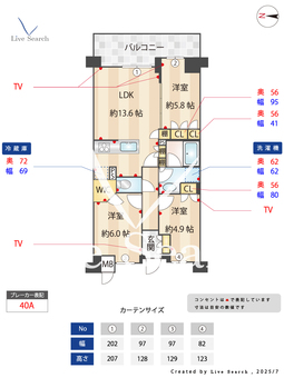 コンフォリア・リヴ八坂富士見 502 【東京都八坂駅】 の間取り図