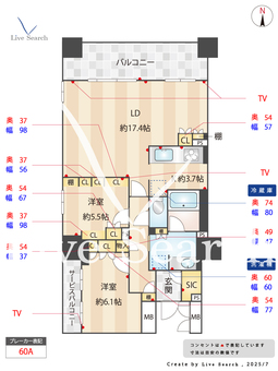 ローレルタワー心斎橋 1103 【大阪府心斎橋駅】 の間取り図