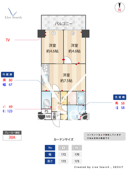 ライオンズマンション西新井 405 【東京都梅島駅】 の間取り図
