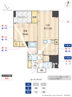 S-FORT警固タワー 902 【中央区赤坂駅】 の間取り図