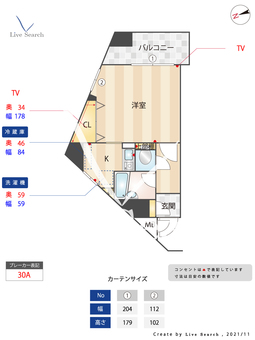 ピュアドームプログレッソ天神 1007 【福岡県天神駅】 の間取り図