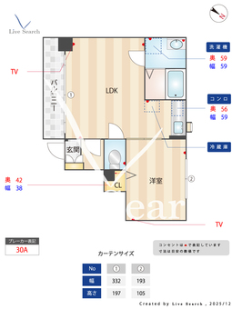 フリューゲル高砂 305 【福岡県西鉄平尾駅】 の間取り図