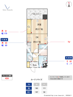 EL-Sia Shin-Osaka 403 【大阪府東海道本線　新大阪駅　徒歩7分】 の間取り図
