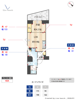 プライムメゾン西新宿 802 【東京都初台徒歩５分】 の間取り図