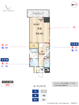 オアシス梅田  0905 【大阪府東海道本線　大阪駅　徒歩5分】 の間取り図