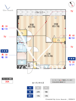 第五山中マンション 302 【埼玉県坂戸駅】 の間取り図