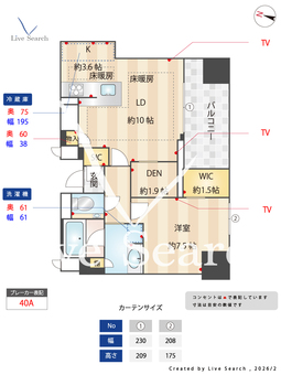 ザ・パークハウス 大阪梅田タワー 2304 【大阪府阪急神戸線「大阪梅田」歩6分】 の間取り図
