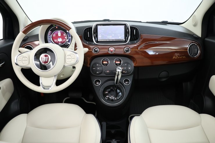 フィアット 500C 1.2 Riva 日本未発売 専用色 紺幌 Pelle Frau製